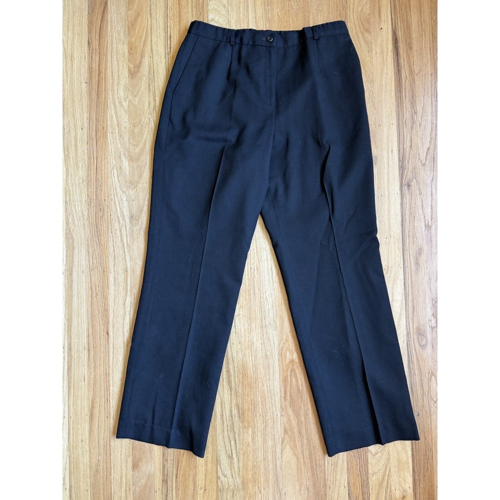 Pendleton Dress Pants Womens Size 12 Black 100% Wool Straight Slacks High Rise